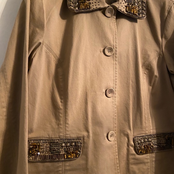 NWT Chicos embellished khaki jacket, size 1 - Picture 2 of 3